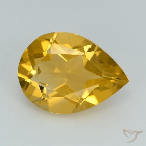 2.23ct Натуральный Золотой Цитрин, Форма груши, VVS-VS