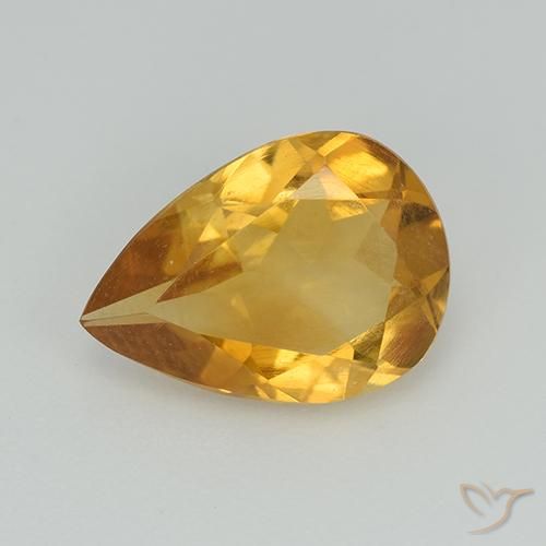 2.02ct Натуральный Темно-золотой Цитрин, Форма груши, Чистота VS