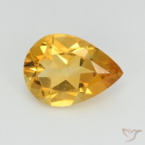 2.18ct Натуральный Средний золотой Цитрин, Форма груши, VVS-VS