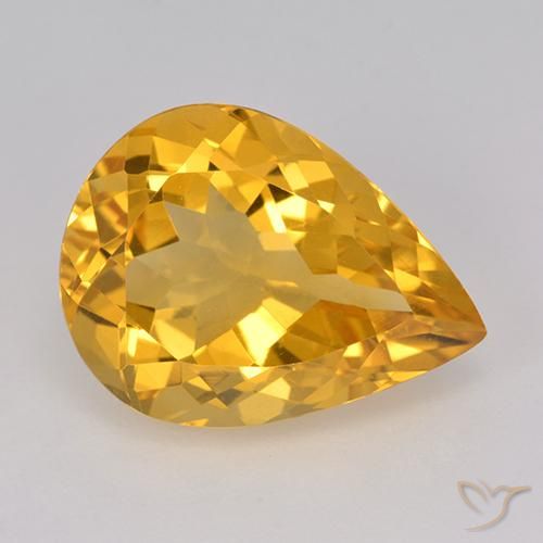 7.63ct Натуральный Темно-золотой апельсин Цитрин, Форма груши, VVS-VS