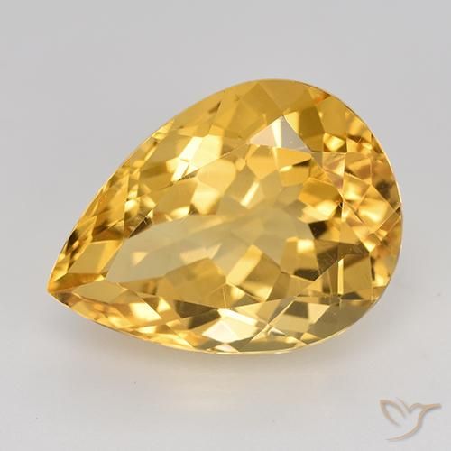 8.81ct Натуральный Средний золотой Цитрин, Форма груши, VVS-VS