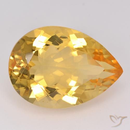 10.43ct Натуральный Золотой Цитрин, Форма груши, VVS-VS