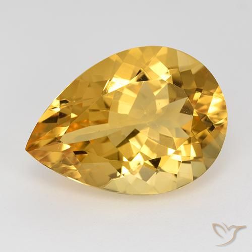 9.66ct Натуральный Среднее золото Цитрин, Форма груши, VVS-VS