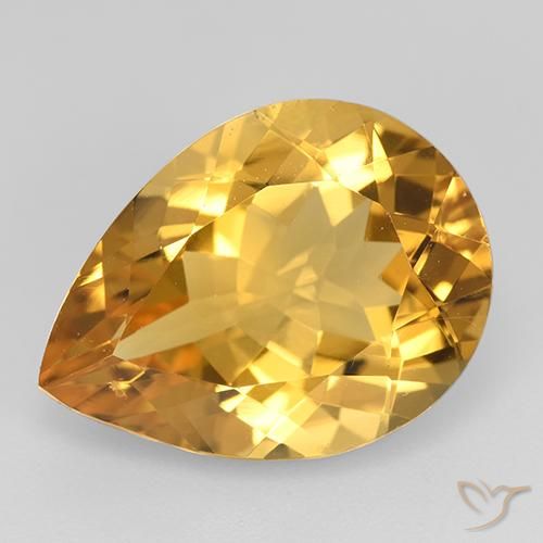 7.93ct Натуральный Оранжево-золотой Цитрин, Форма груши, VVS-VS