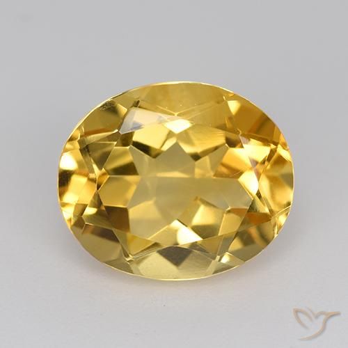 4.14ct Натуральный Средне-светлый золотистый Цитрин, Овал, VVS-VS