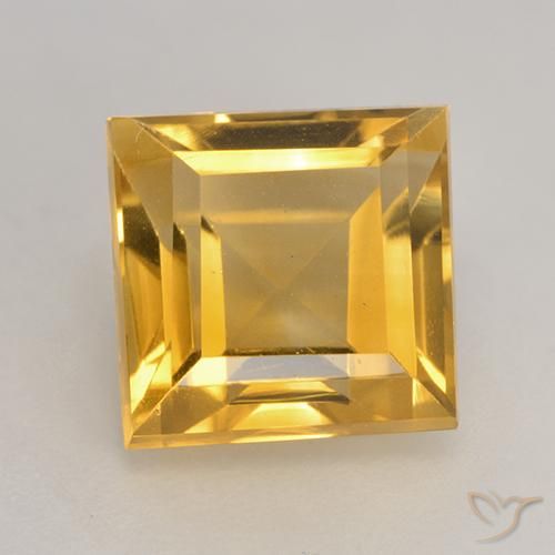 3.11ct Натуральный Золотой Цитрин, Квадрат, VVS-VS
