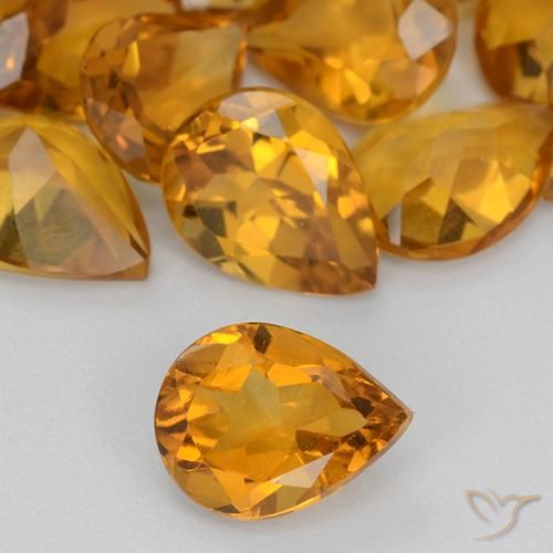 0.87ct Натуральный Глубокий оранжево-золотой Цитрин, Форма груши, Чистота VS