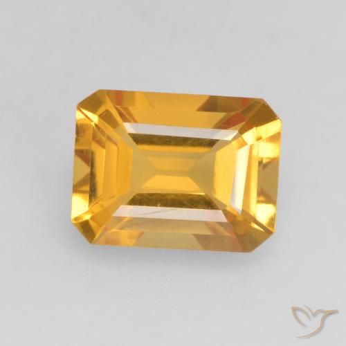 1.38ct Натуральный Темно-золотой Цитрин, Изумрудная огранка, VVS-VS