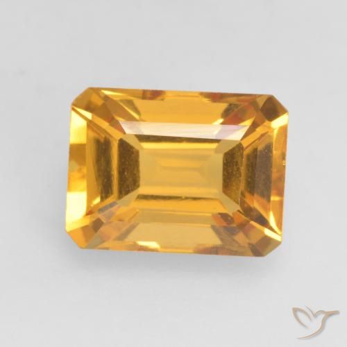 1.70ct Натуральный Средне-светлый оранжево-золотой Цитрин, Изумрудная огранка, VVS-VS