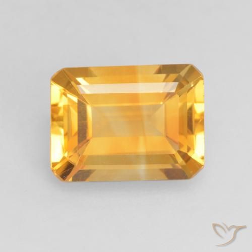 1.39ct Натуральный Темно-золотой апельсин Цитрин, Изумрудная огранка, VVS-VS