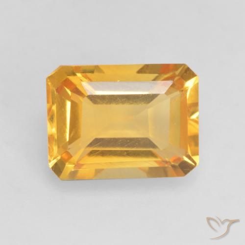 1.57ct Натуральный Темно-золотой Цитрин, Изумрудная огранка, VVS-VS