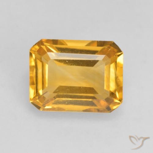 1.54ct Натуральный Темно-золотой Цитрин, Изумрудная огранка, VVS-VS