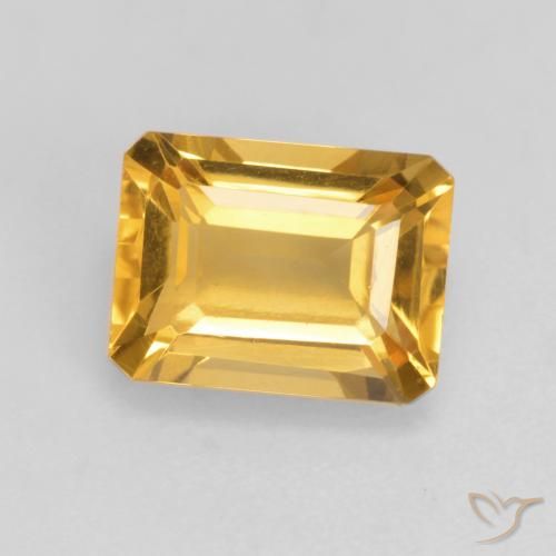 1.72ct Натуральный Средне-темный золотистый Цитрин, Изумрудная огранка, VVS-VS