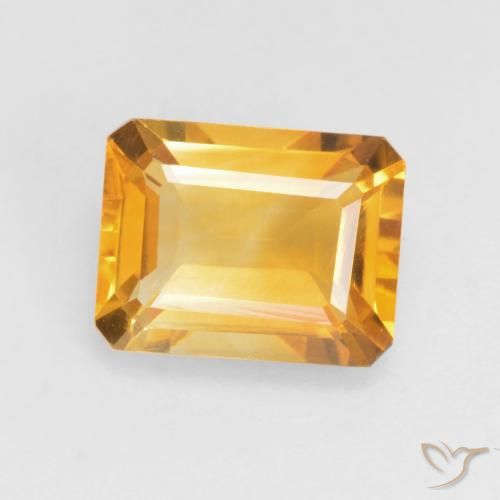 1.54ct Натуральный Темно-золотой Цитрин, Изумрудная огранка, VVS-VS