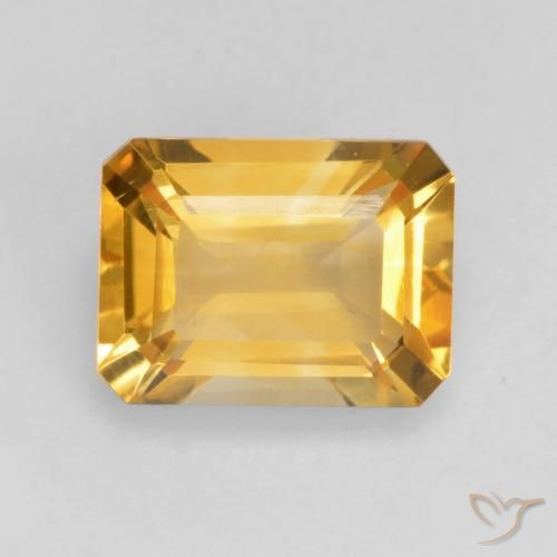 1.49ct Натуральный Темно-золотой апельсин Цитрин, Изумрудная огранка, VVS-VS