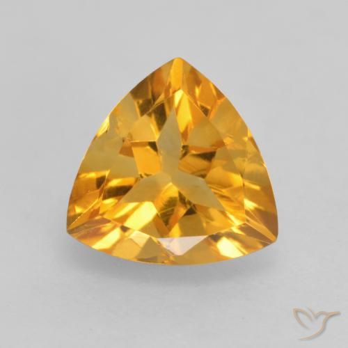 1.08ct Натуральный Средне-светлый оранжево-золотой Цитрин, Триллион, VVS-VS