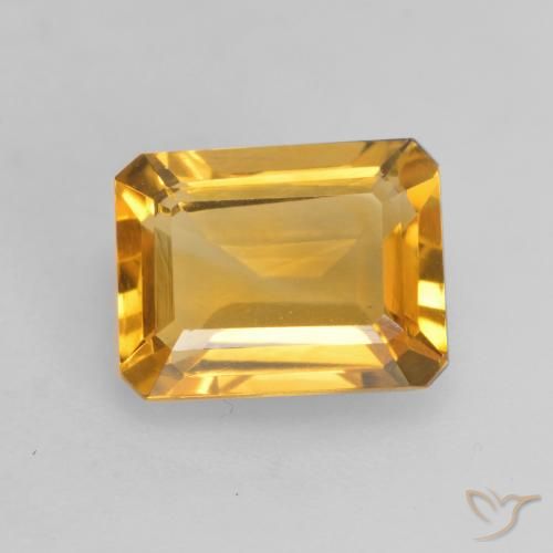1.45ct Натуральный Золотисто-оранжевый Цитрин, Изумрудная огранка, VVS-VS