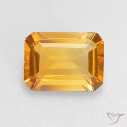 1.22ct Натуральный Темно-золотой Цитрин, Изумрудная огранка, VVS-VS