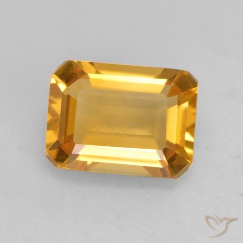 1.52ct Натуральный Темно-золотой апельсин Цитрин, Изумрудная огранка, VVS-VS