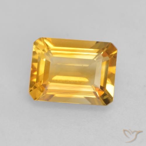 1.44ct Натуральный Темно-золотой апельсин Цитрин, Изумрудная огранка, VVS-VS