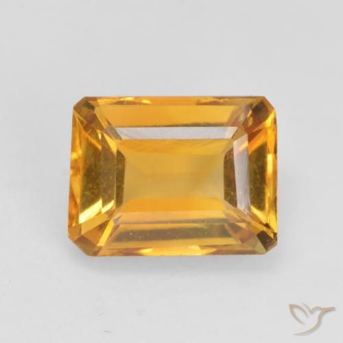 1.48ct Натуральный Темно-золотой Цитрин, Изумрудная огранка, VVS-VS