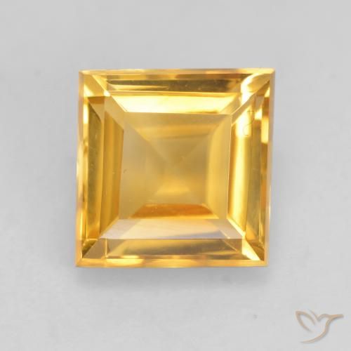 1.76ct Натуральный Золотисто-оранжевый Цитрин, Квадрат, VVS-VS