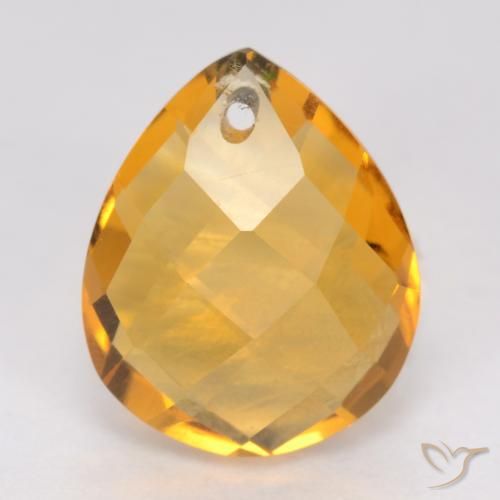 3.84ct Натуральный Средне-светлый оранжево-золотой Цитрин, Форма груши, VVS-VS