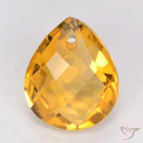 3.76ct Натуральный Средне-светлый оранжево-золотой Цитрин, Форма груши, VVS-VS