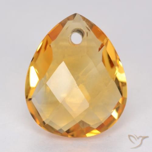 3.46ct Натуральный Темно-оранжево-золотой Цитрин, Форма груши, VVS-VS