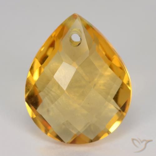 3.52ct Натуральный Темно-золотой Цитрин, Форма груши, VVS-VS
