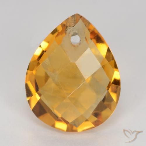 3.37ct Натуральный Темно-оранжево-золотой Цитрин, Форма груши, VVS-VS