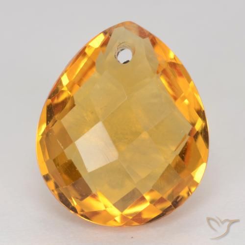 3.86ct Натуральный Темно-золотой Цитрин, Форма груши, VVS-VS