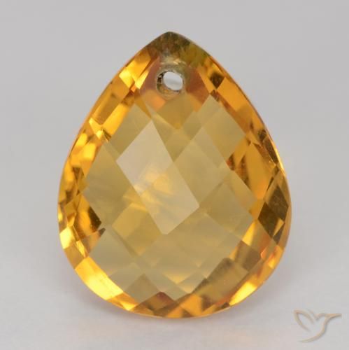 3.39ct Натуральный Темно-золотой Цитрин, Форма груши, VVS-VS