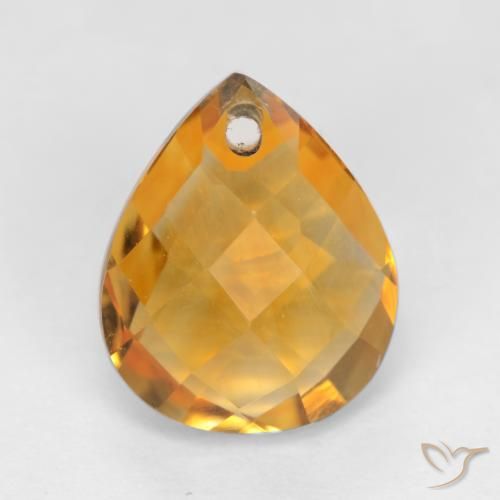 3.89ct Натуральный Оранжево-золотой Цитрин, Форма груши, VVS-VS