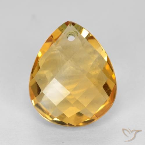 3.85ct Натуральный Темно-золотой апельсин Цитрин, Форма груши, VVS-VS