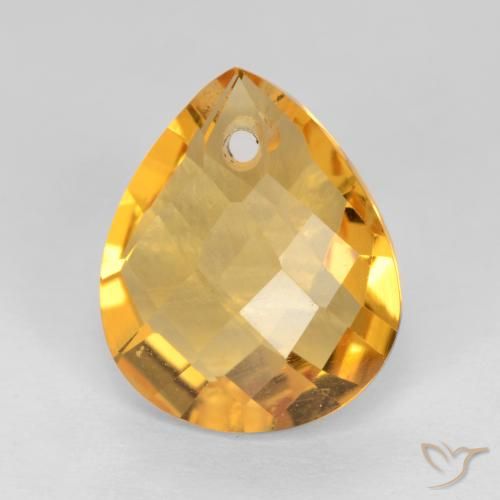 3.54ct Натуральный Темно-золотой апельсин Цитрин, Форма груши, VVS-VS