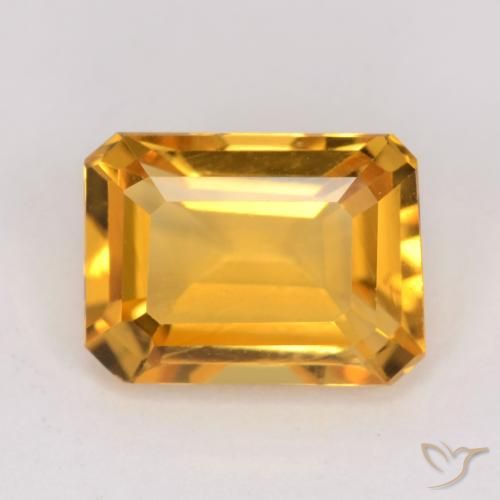 1.32ct Натуральный Оранжево-золотой Цитрин, Изумрудная огранка, VVS-VS