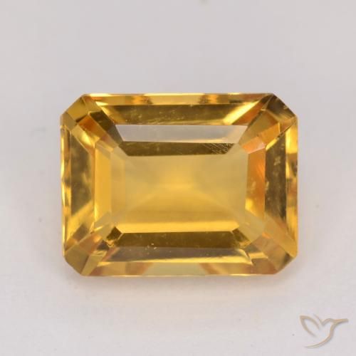 1.47ct Натуральный Темно-золотой Цитрин, Изумрудная огранка, VVS-VS