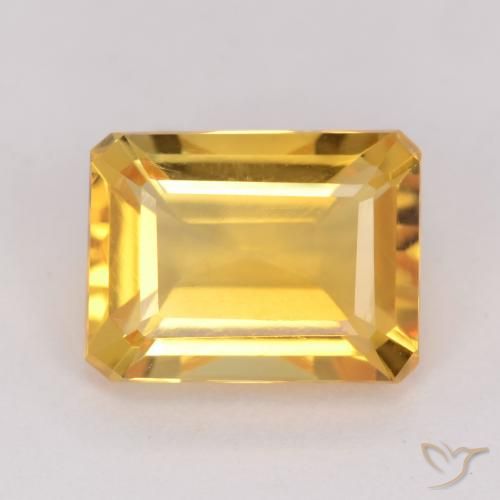 1.54ct Натуральный Золотисто-оранжевый Цитрин, Изумрудная огранка, VVS-VS