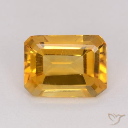1.20ct Натуральный Темно-золотой апельсин Цитрин, Изумрудная огранка, VVS-VS