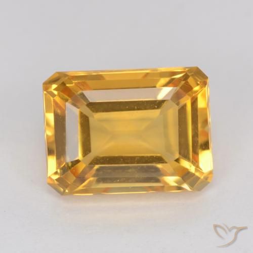 1.44ct Натуральный Темно-золотой Цитрин, Изумрудная огранка, VVS-VS