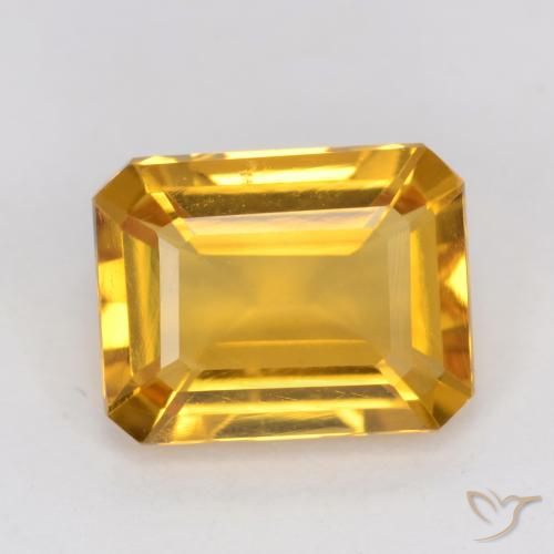 1.44ct Натуральный Золотисто-оранжевый Цитрин, Изумрудная огранка, VVS-VS
