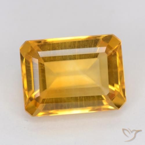 1.57ct Натуральный Темно-золотой Цитрин, Изумрудная огранка, VVS-VS