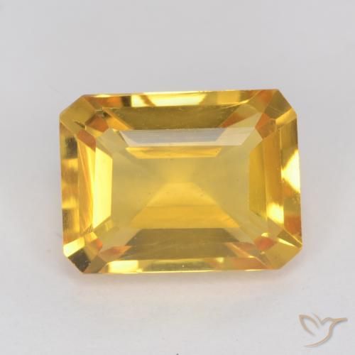 1.45ct Натуральный Золотой Цитрин, Изумрудная огранка, VVS-VS