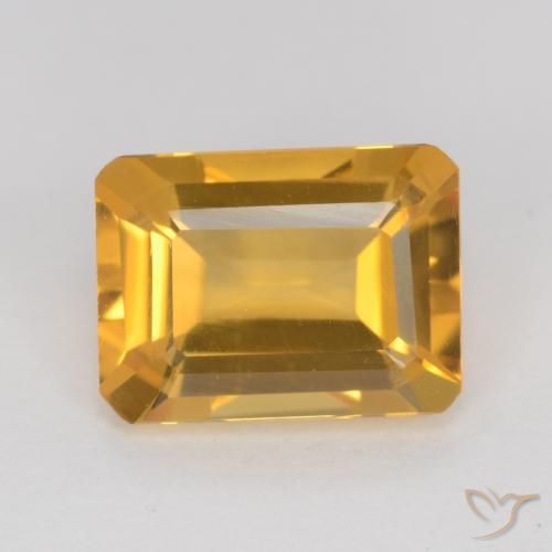 1.24ct Натуральный Темно-золотой апельсин Цитрин, Изумрудная огранка, VVS-VS