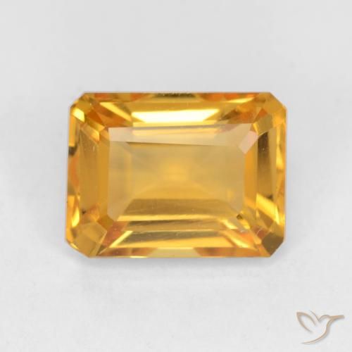 1.67ct Натуральный Темно-золотой Цитрин, Изумрудная огранка, VVS-VS