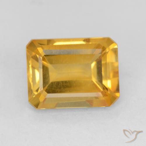 1.57ct Натуральный Оранжево-золотой Цитрин, Изумрудная огранка, VVS-VS