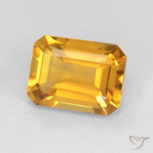 1.44ct Натуральный Темно-золотой апельсин Цитрин, Изумрудная огранка, VVS-VS