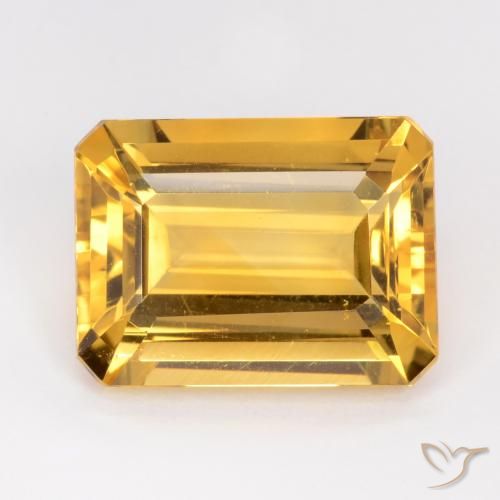 10.78ct Натуральный Золотой Цитрин, Изумрудная огранка, VVS-VS