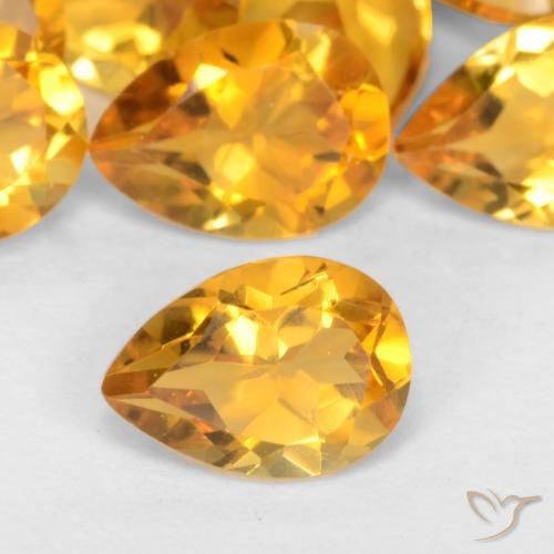0.65ct Натуральный Оранжево-золотой Цитрин, Форма груши, Чистота VS